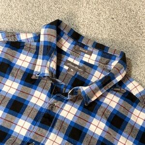 Eddie Bauer Men's Black and Blue Checkered Cotton Flannel Classic Fit Shirt Sz L